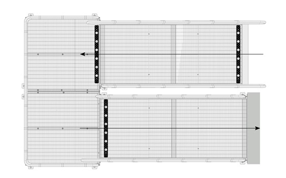 Rampe med mellemrepos 180°, ingen tilgrænsende vægge