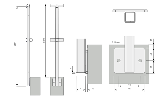 Sektionsgelænder Sidemontering