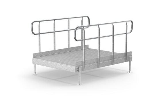 Gelænder og sparkeliste til kørestolsrampe