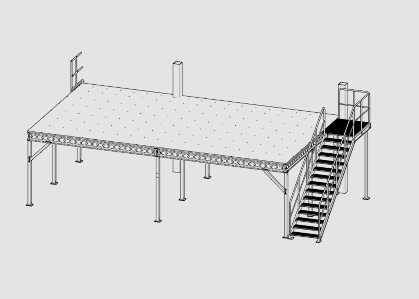 Skitse til en mezzanin og trappe fra Weland